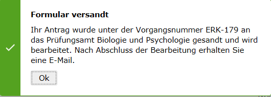 Abbildung 8: Formular erfolgreich verschickt Abbildung 8: Formular erfolgreich verschickt