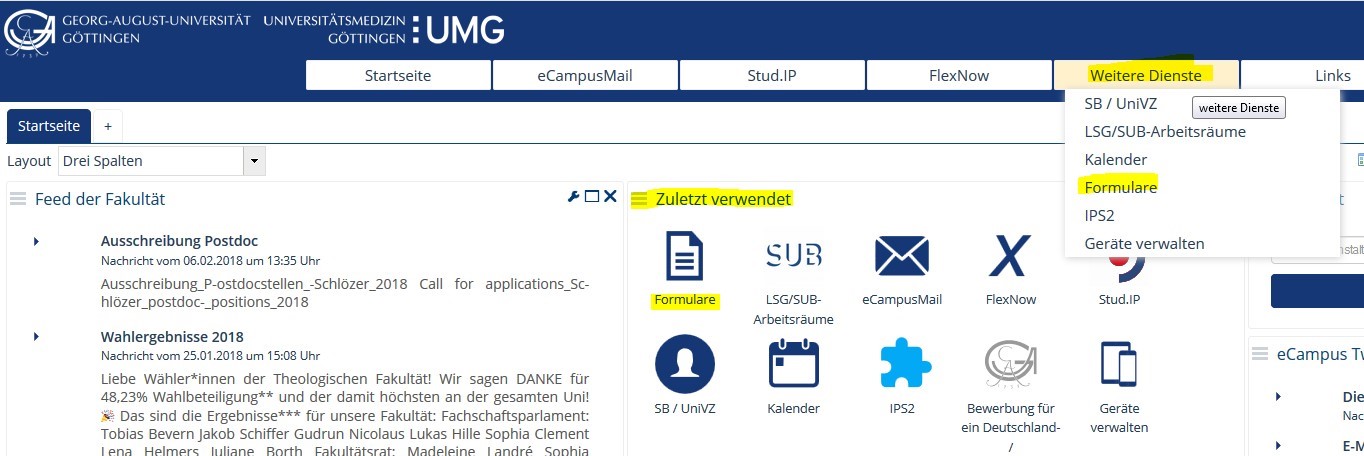 Abbildung 1: Formularsystem in eCampus Abbildung 1: Formularsystem in eCampus